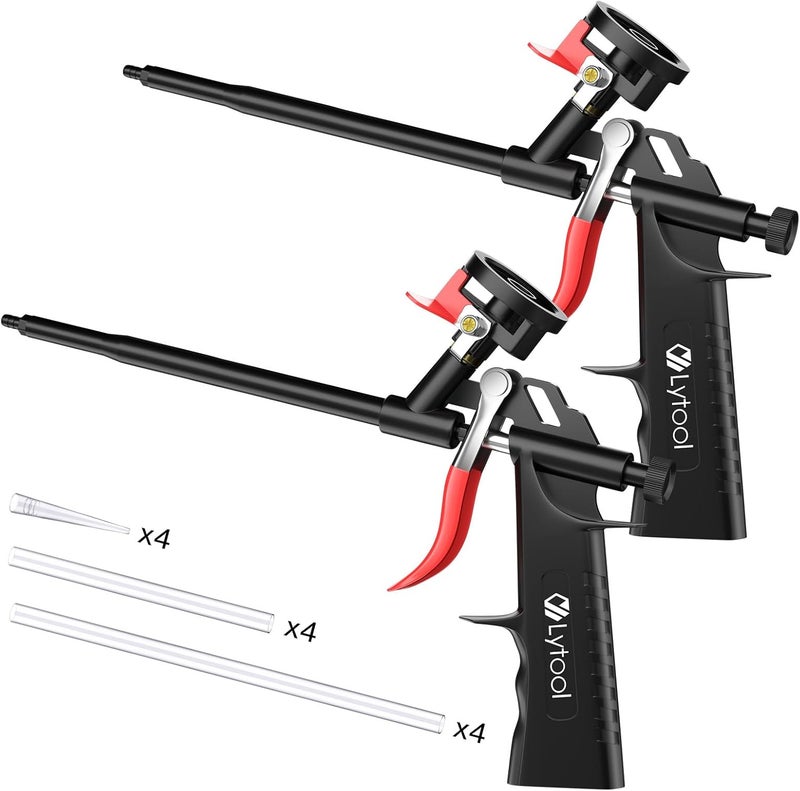 Lytool 2pcs Foam Gun, Expanding Foam Spray Gun with Extension Tube, PU Foam Gun Applicator, No-Clean Foam Spray Gun, Teflon Coated Foam Gun for Caulking Foam Gun, Gap Filler Spray Gun - Image 1